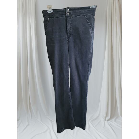 Anne Klein Jeans Size 6  Black Stretch Zipper Button Closure 5 pocket Boot Cut - Picture 1 of 9